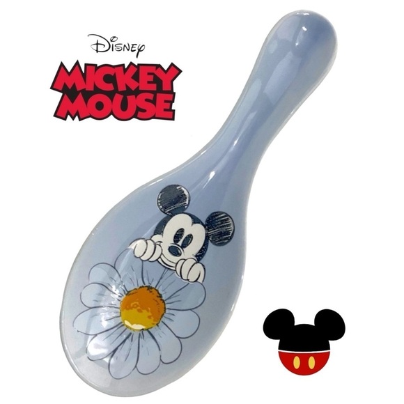 Disney Other - Disney Spoon Rest Mickey Mouse Ceramic Floral Kitchen Accessory Yellow Blue